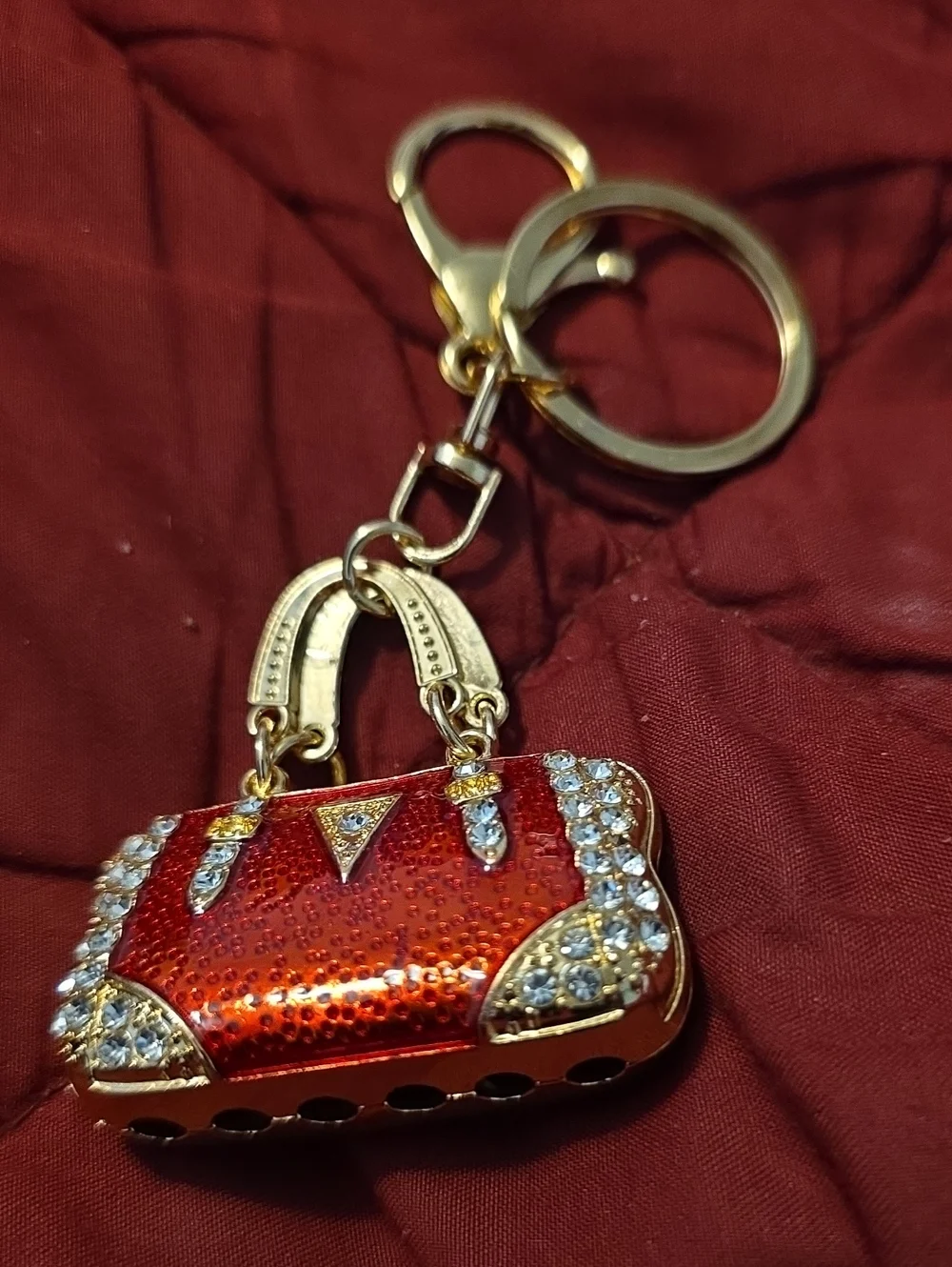 Red Jeweled Handbag Keychain